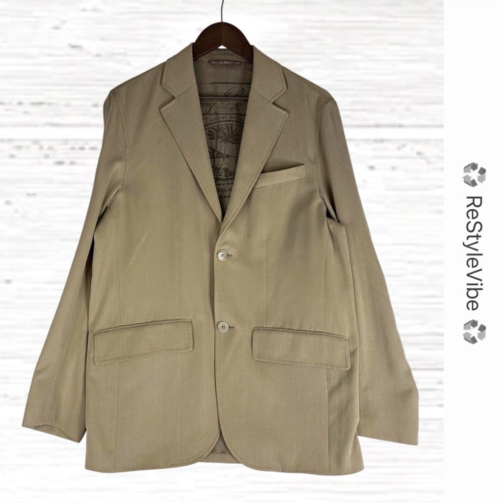 TOMMY BAHAMA Men’s Size S Blazer Suit Jacket Coat Silk Blend Lined Tan Sport